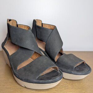 Clarks Women's Size 7 Artisan 'Clarene Glamor' Black Comfort Wedge Sandal